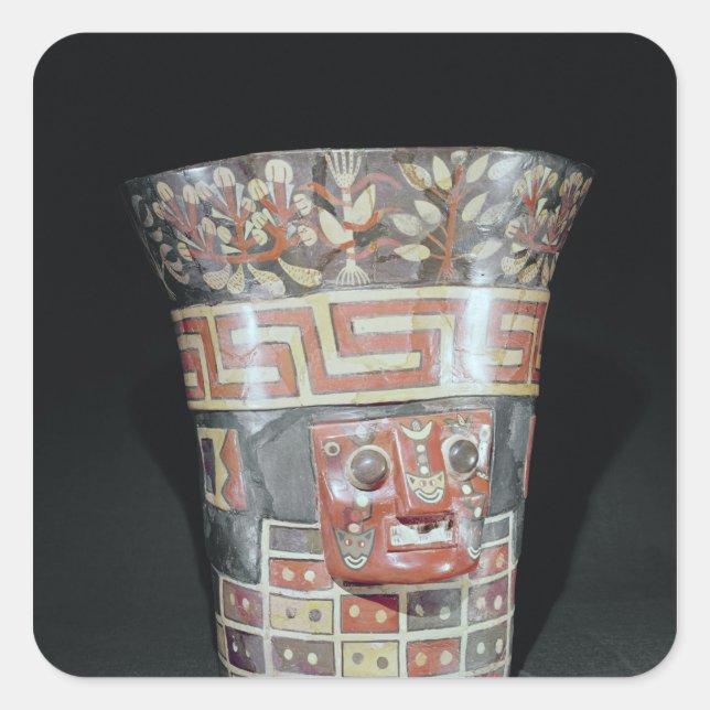Vessel depicting corn yams and animals square sticker (Front)
