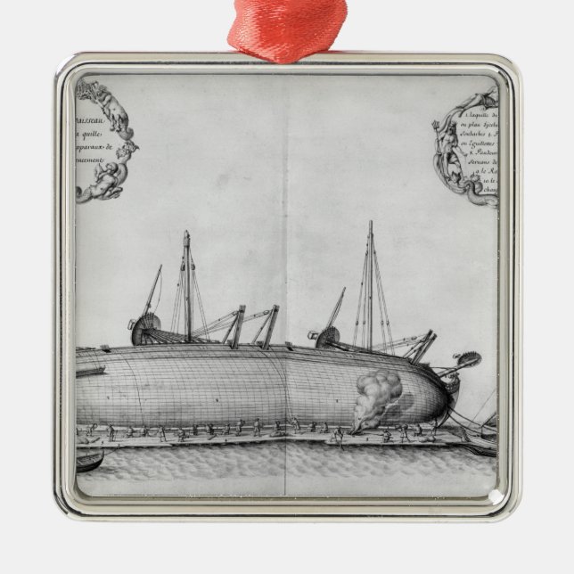 Vessel lying on its hull metal tree decoration (Front)