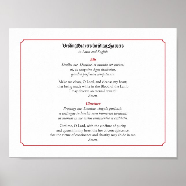 Vesting Prayers for Altar Servers (Alb) Poster (Front)