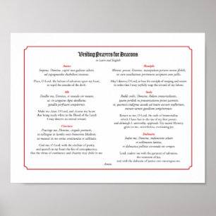 Vesting Prayers for Deacons in Latin and English Poster