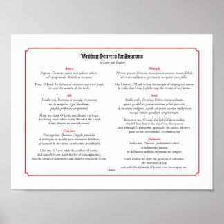 Vesting Prayers for Deacons in Latin and English Poster