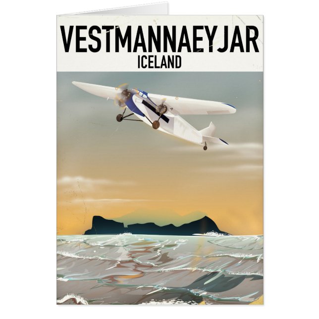Vestmannaeyjar Iceland travel poster. (Front)