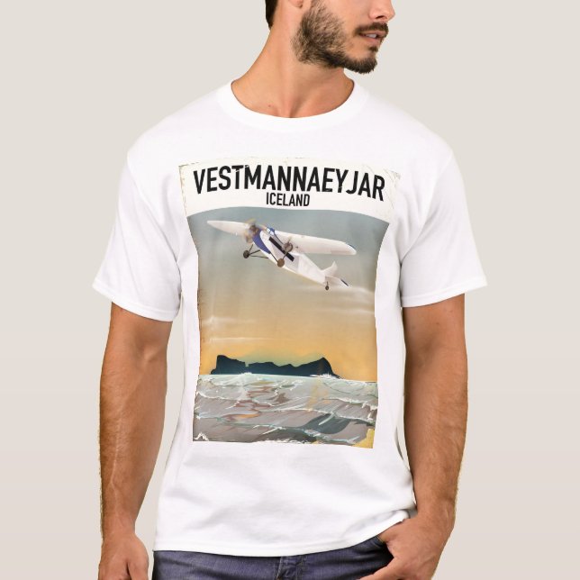 Vestmannaeyjar Iceland travel poster. T-Shirt (Front)