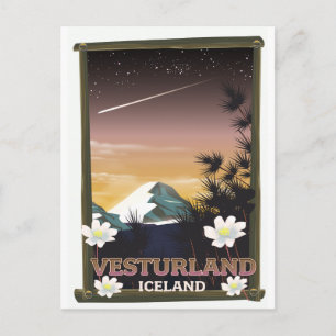 Vesturland Iceland travel poster Postcard