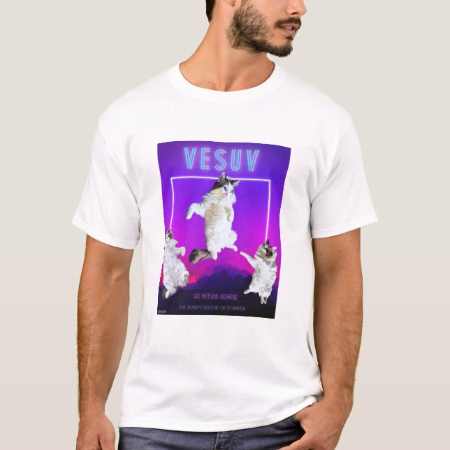 Vesuv Cat 9 Lives Funny Neon T-Shirt Unisex (Front)