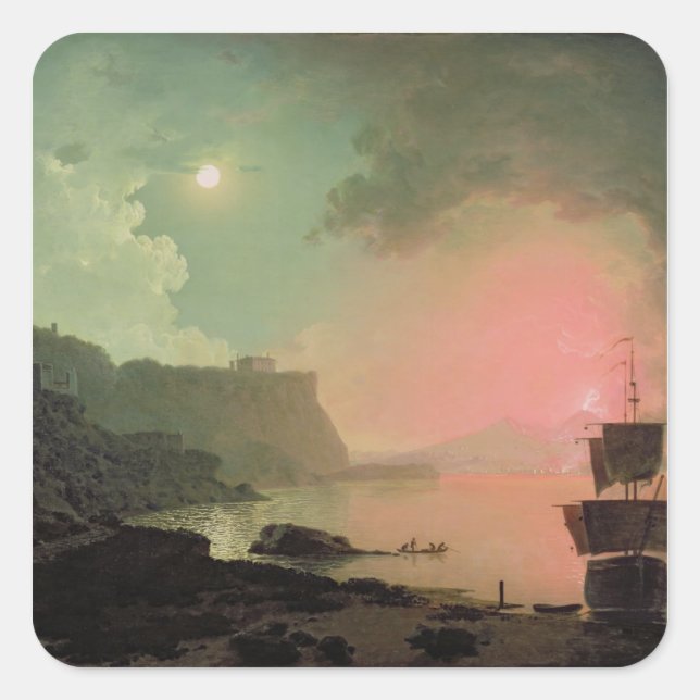 Vesuvius from Posillipo, c.1788 (oil on panel) Square Sticker (Front)