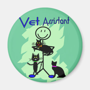 Vet Assistant Stick Person With Black Cats Magnet