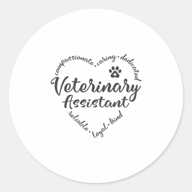 Vet assistant, veterinary assistant classic round sticker (Front)