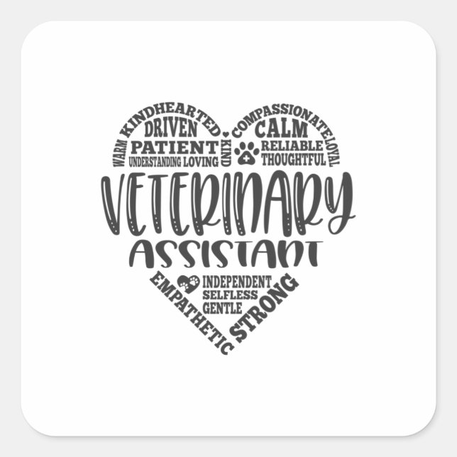 Vet assistant, veterinary assistant square sticker (Front)