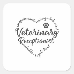 Vet receptionist veterinary receptionist square sticker
