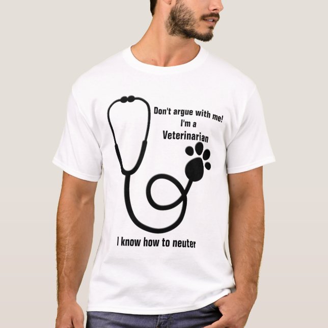 Vet Stethoscope in Black Men's T-Shirt (Front)