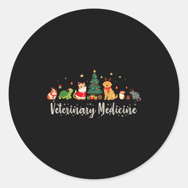 Vet Tech Animal Christmas Xmas Vibes Veterinary Me Classic Round Sticker (Front)