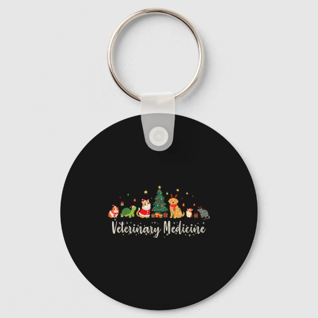 Vet Tech Animal Christmas Xmas Vibes Veterinary Me Key Ring (Front)
