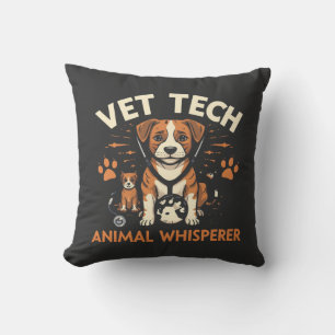 Vet Tech Animal Whisperer Cute Puppy Stethoscope Cushion