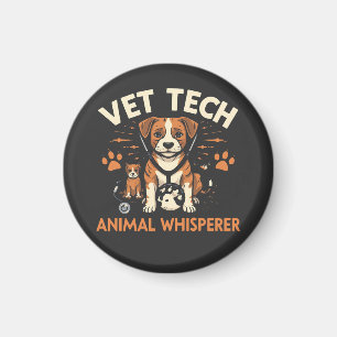 Vet Tech Animal Whisperer Cute Puppy Stethoscope Magnet