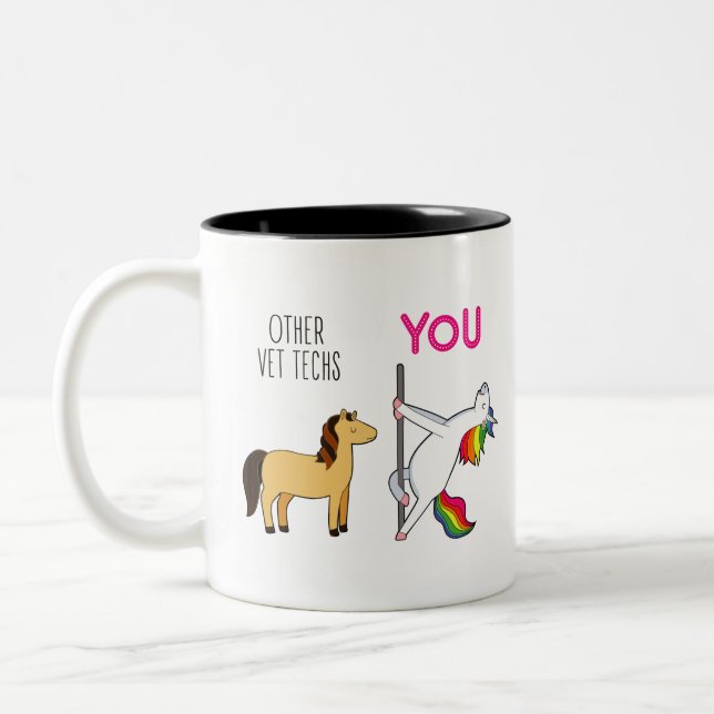 Vet Tech Appreciation Gift Two-Tone Coffee Mug (Left)