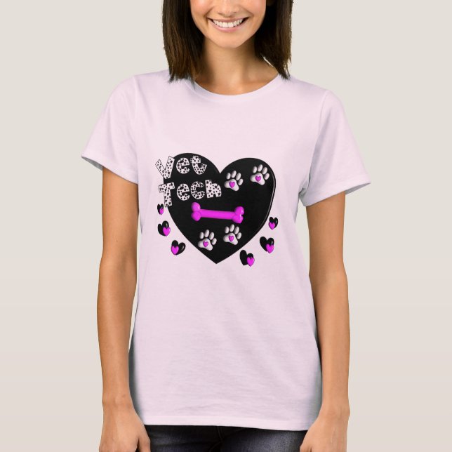 Vet Tech BLACK AND WHITE HEARTS T-Shirt (Front)