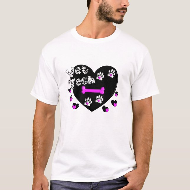 Vet Tech BLACK AND WHITE HEARTS T-Shirt (Front)