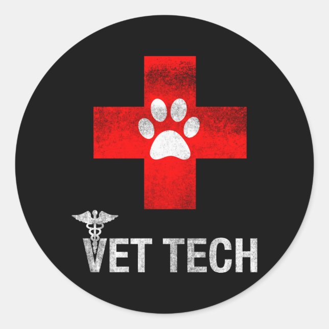 Vet Tech Distressed Style Vet Tech Classic Round Sticker (Front)