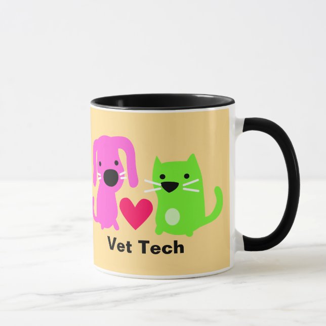 Vet Tech Dog & Cat & Heart Mug (Right)