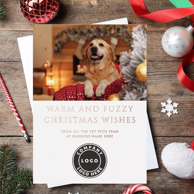 Vet Tech Dog Photo Business Logo (Vet Tech Dog Photo Business Logo Foil Holiday Card)
