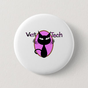 Vet Tech Gifts  "Adorable Cat Design" 6 Cm Round Badge
