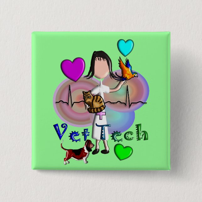 Vet Tech Gifts Unique Embossed Style Graphics 15 Cm Square Badge (Front)