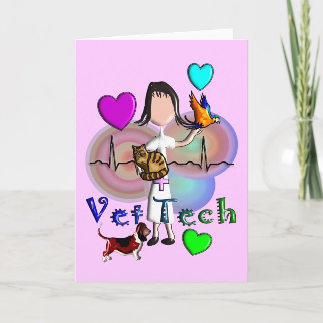 Vet Tech Gifts Unique Embossed Style Graphics Card (Front)