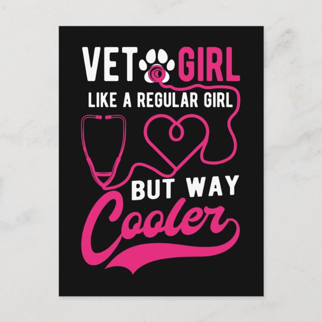 Vet Tech Girl Love Animals Female Veterinarian Postcard (Front)