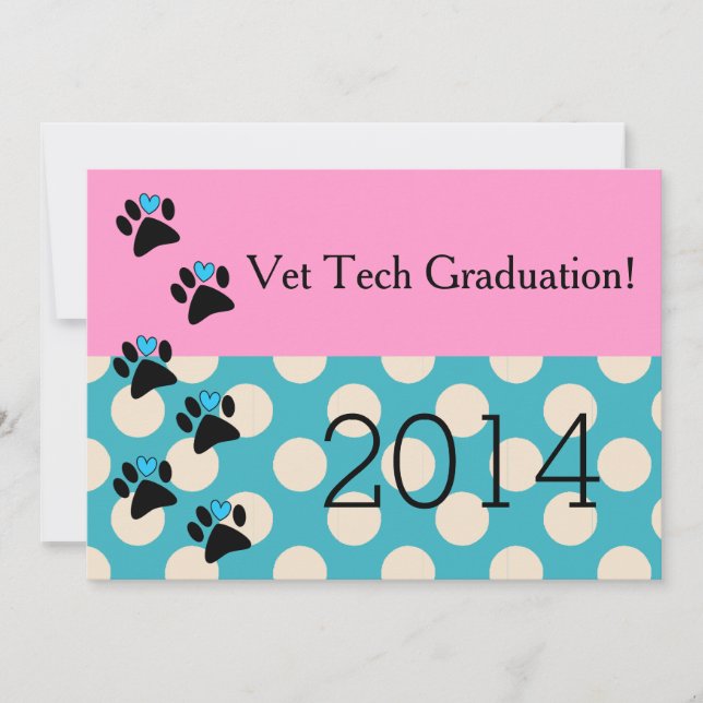 Vet Tech Graduation Invitations Pink and Blue (Front)