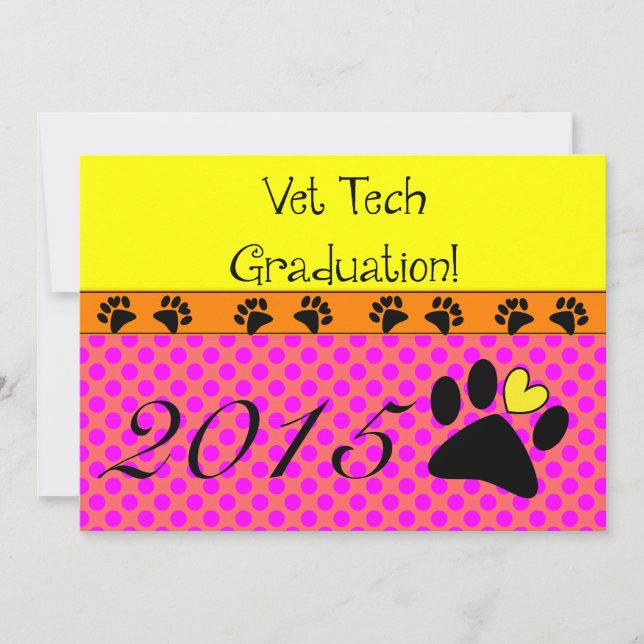 Vet Tech Graduation Invitations Polka Dots (Front)