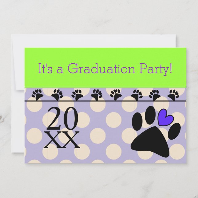 Vet Tech Graduation Invitations Purple Lime (Front)