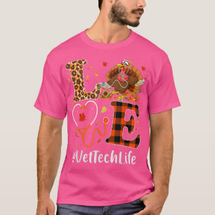Vet Tech Love Thanksgiving Leopard Stethoscope Fun T-Shirt