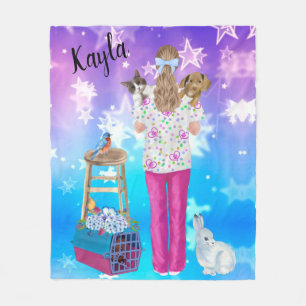 Vet Tech Personalized Cat, Dog, Bird, Bunny Fleece Blanket