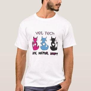 Vet Tech SPAY NEUTER ADOPT Black Cats Design T-Shirt