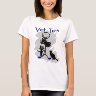Vet Tech Stick Person With Black Cats T-Shirt
