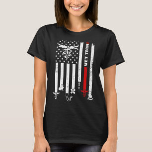 Vet Tech Usa Flag Pets Veterinarian Technician T-Shirt