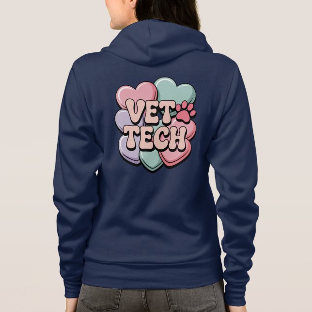 Vet Tech Valentine's Heart Zip Hoodie (Back)