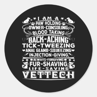 Vet Tech Vet Tech Grey Small Classic Round Sticker