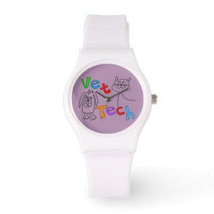 Vet Tech Watch Cat and Dog Design Purple