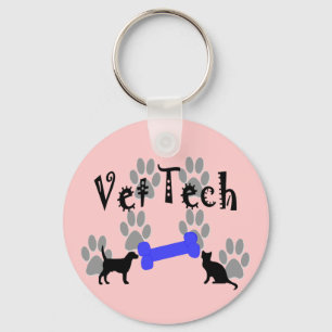 Vet TECH With Dog Bone Key Ring