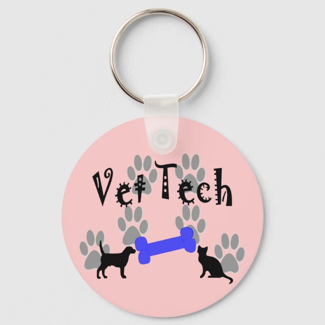 Vet TECH With Dog Bone Key Ring (Front)