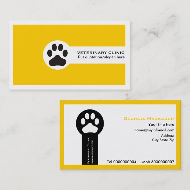 Vet/Veterinary Clinic minimalist business cards (Front/Back)