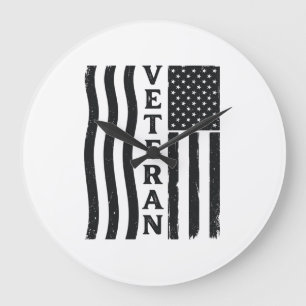 Veteran American Flag Vintage Vector Shirt Design_ Large Clock