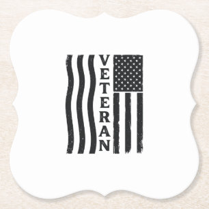Veteran American Flag Vintage Vector Shirt Design_ Paper Coaster