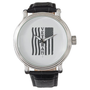 Veteran American Flag Vintage Vector Shirt Design_ Watch