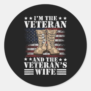 Veteran &amp; Wife Proud American Veteran Wife  Classic Round Sticker