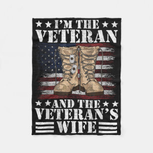 Veteran & Wife Proud American Veteran Wife Fleece Blanket