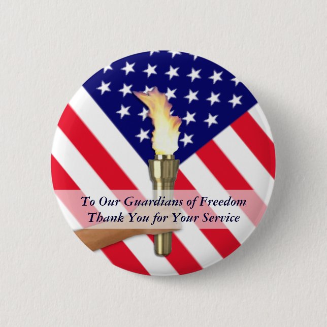 Veteran and Active Duty Military Thanks 6 Cm Round Badge (Front)