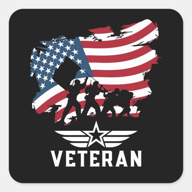 Veteran Army Square Sticker (Front)